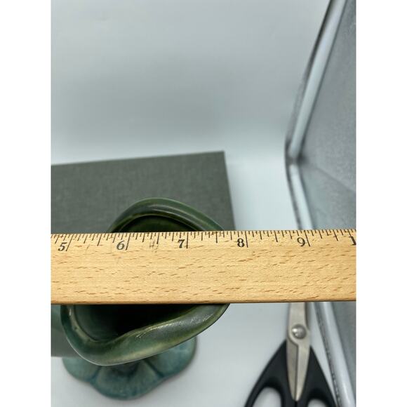 Vintage Hull Green‎ Woodland Double Horn Bud Vase green and Blue 40s 103 - Picture 10 of 10